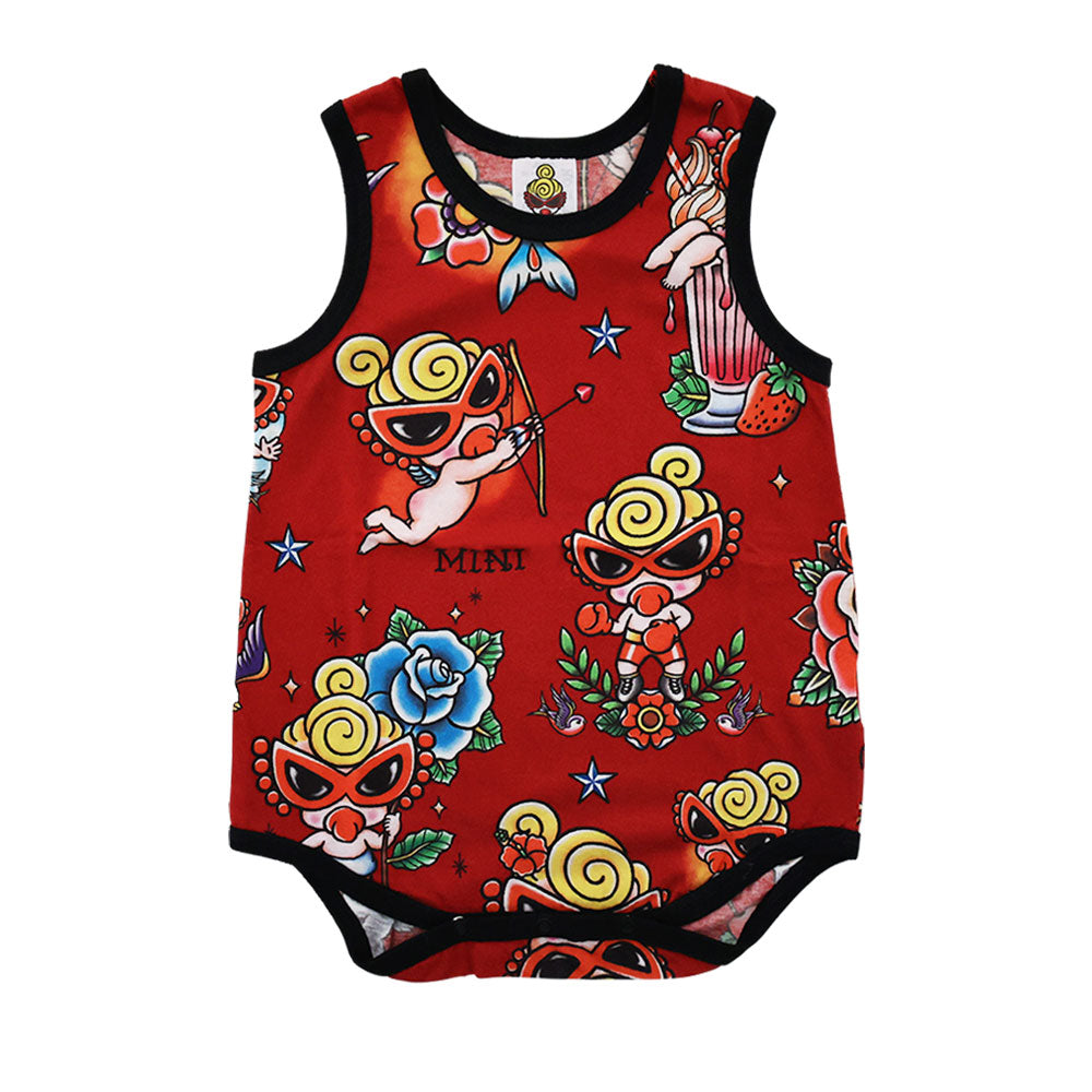 TATTOO総柄 ノースリーブロンパース