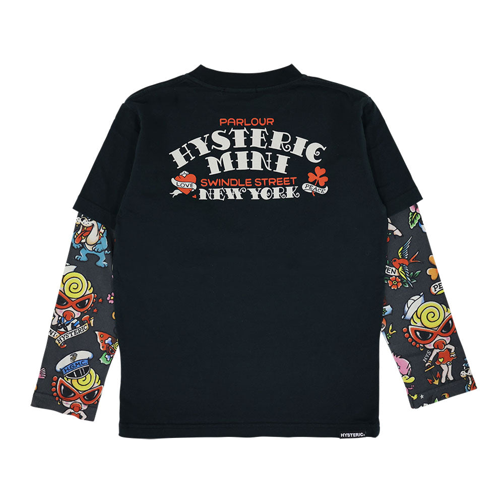 TATTOO PARLOUR 重ね着風 長袖Tシャツ