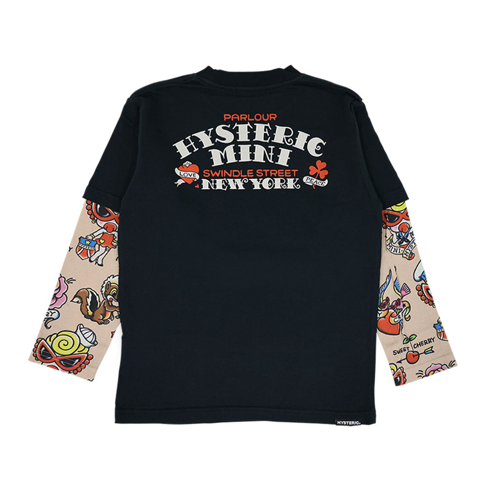 TATTOO PARLOUR 重ね着風 長袖Tシャツ