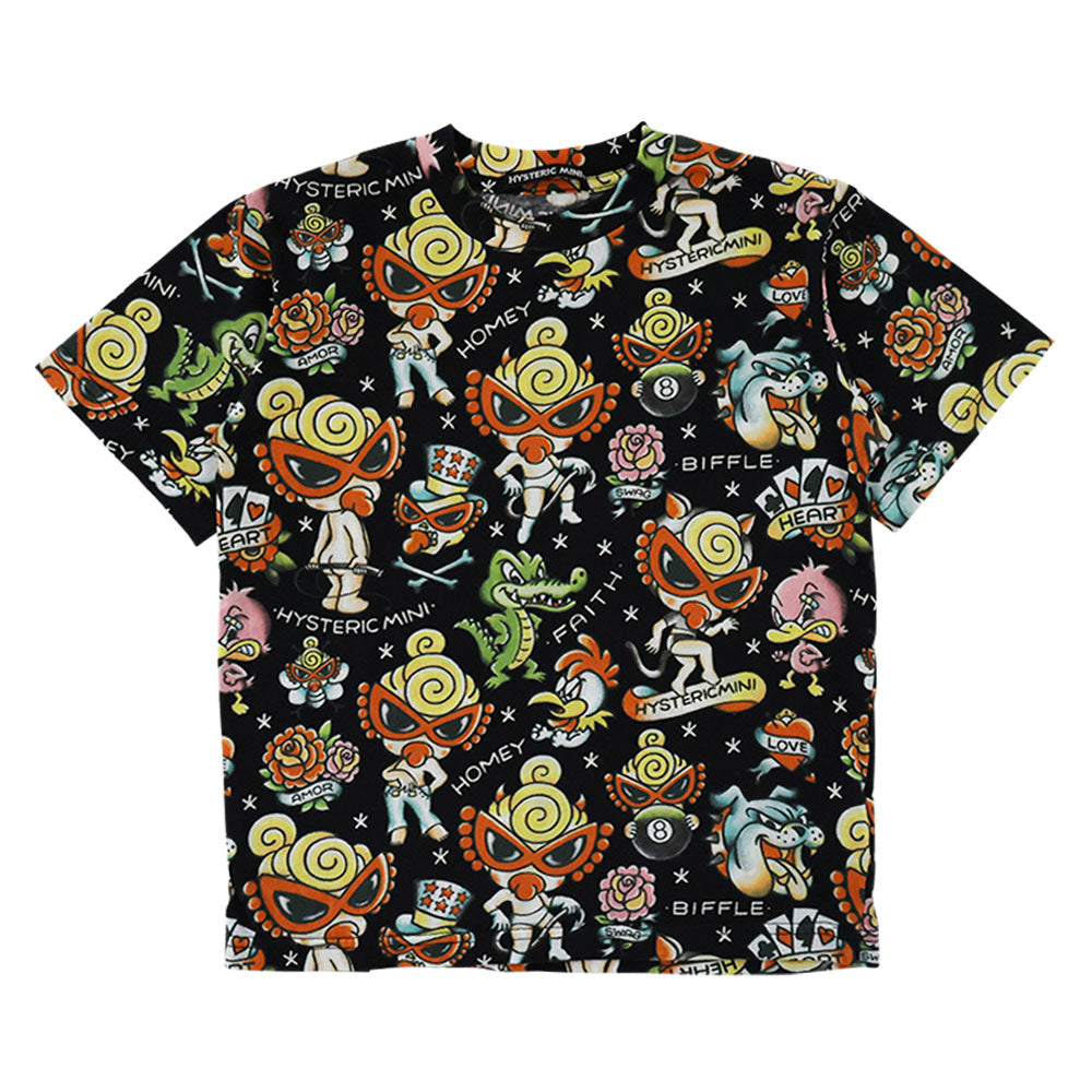 Tattoo総柄 Viscotex 半袖Tシャツ