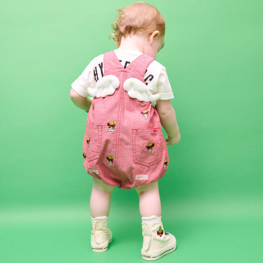 ANGEL MINI 刺繍 羽付き サロペット