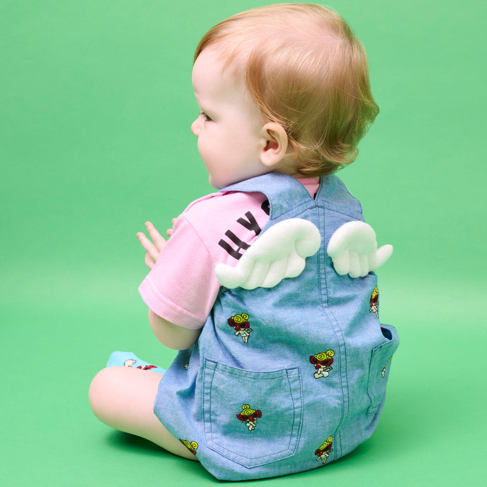 ANGEL MINI 刺繍 羽付き サロペット