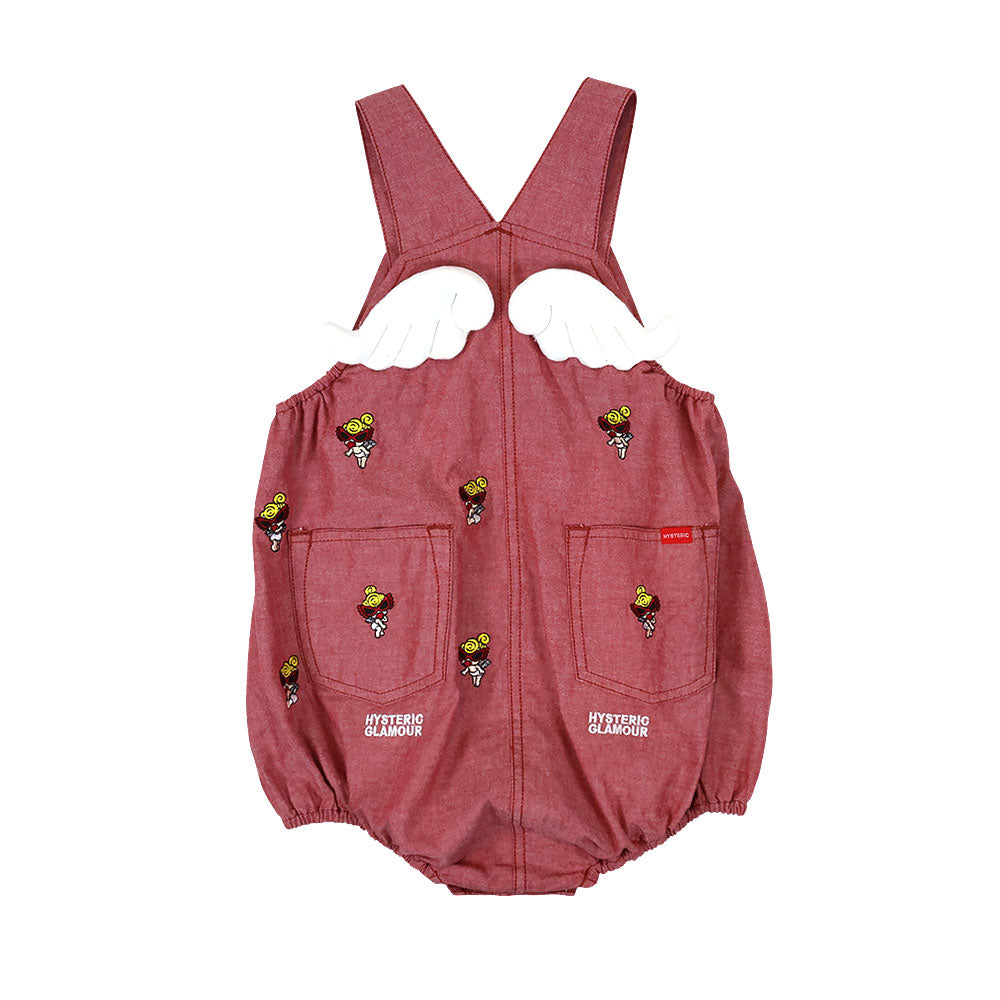 ANGEL MINI 刺繍 羽付き サロペット