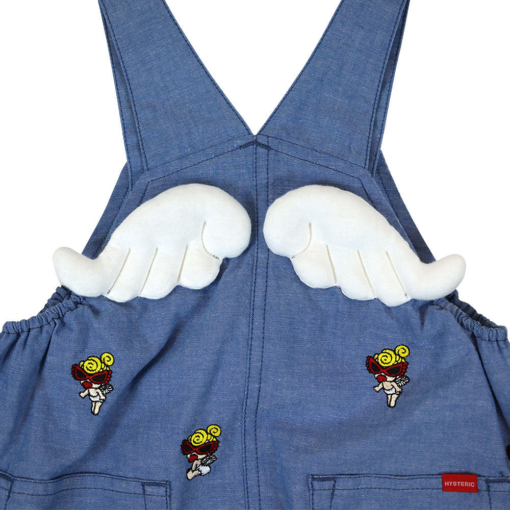 ANGEL MINI 刺繍 羽付き サロペット