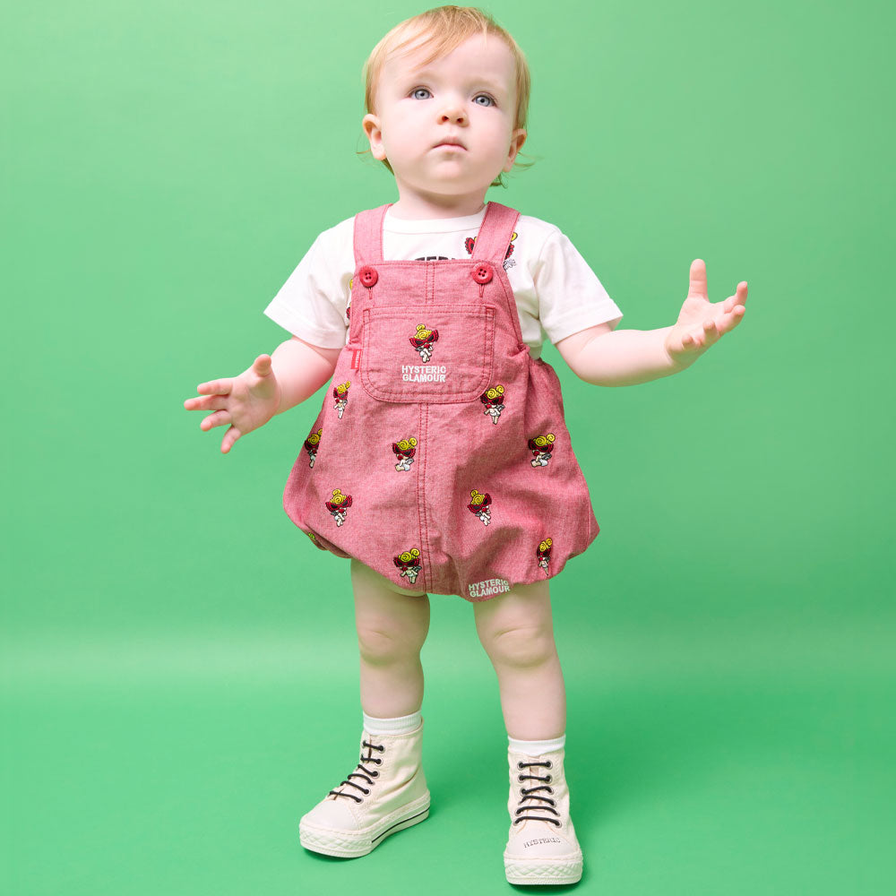 ANGEL MINI 刺繍 羽付き サロペット