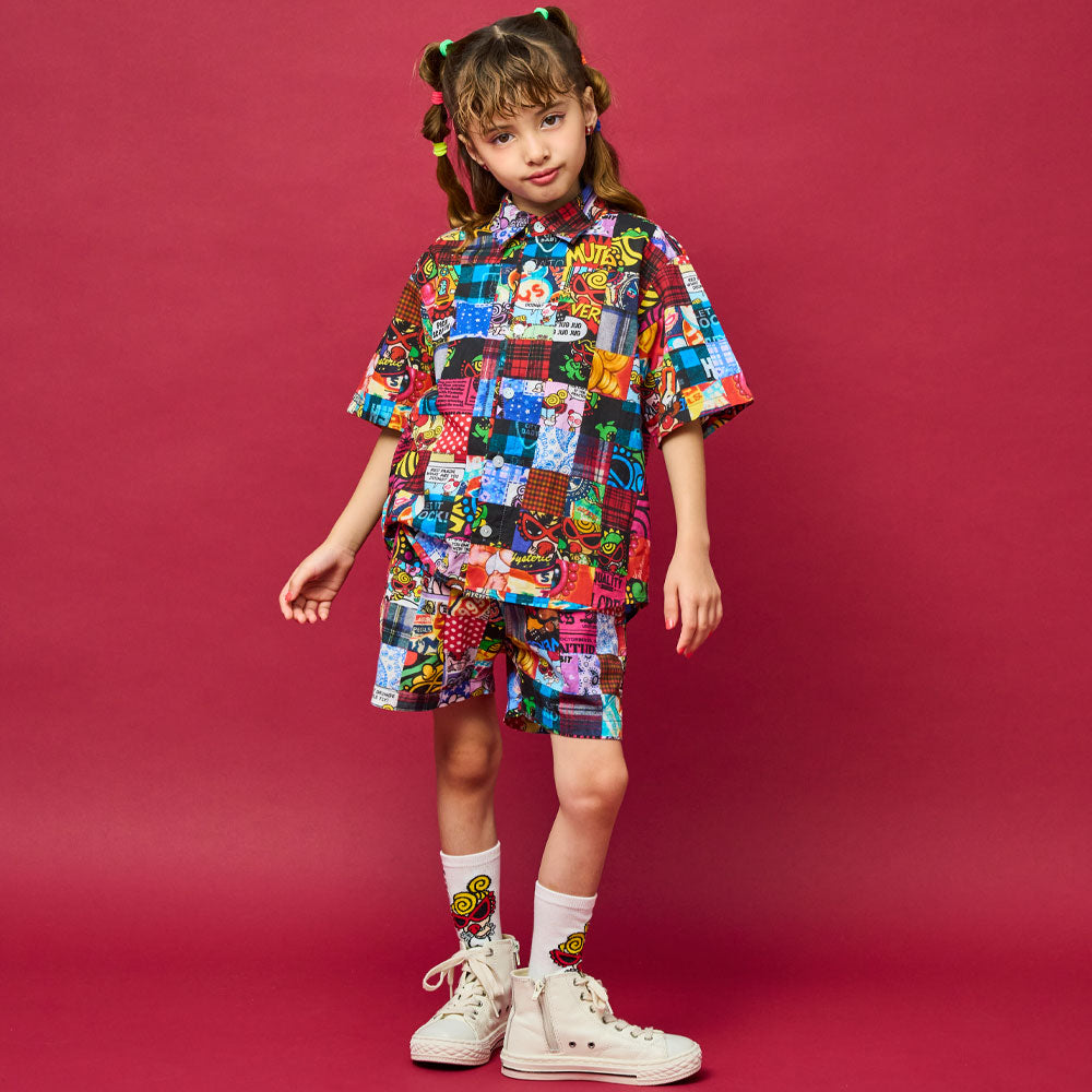 CRAZY QUILT総柄 Viscotex 半袖シャツ