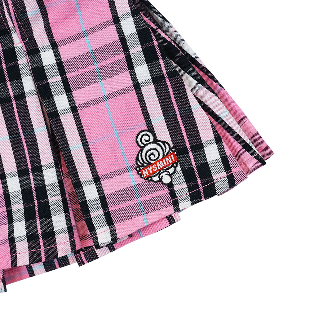 BOX LOGO刺繍 タータンチェック プリーツスカート