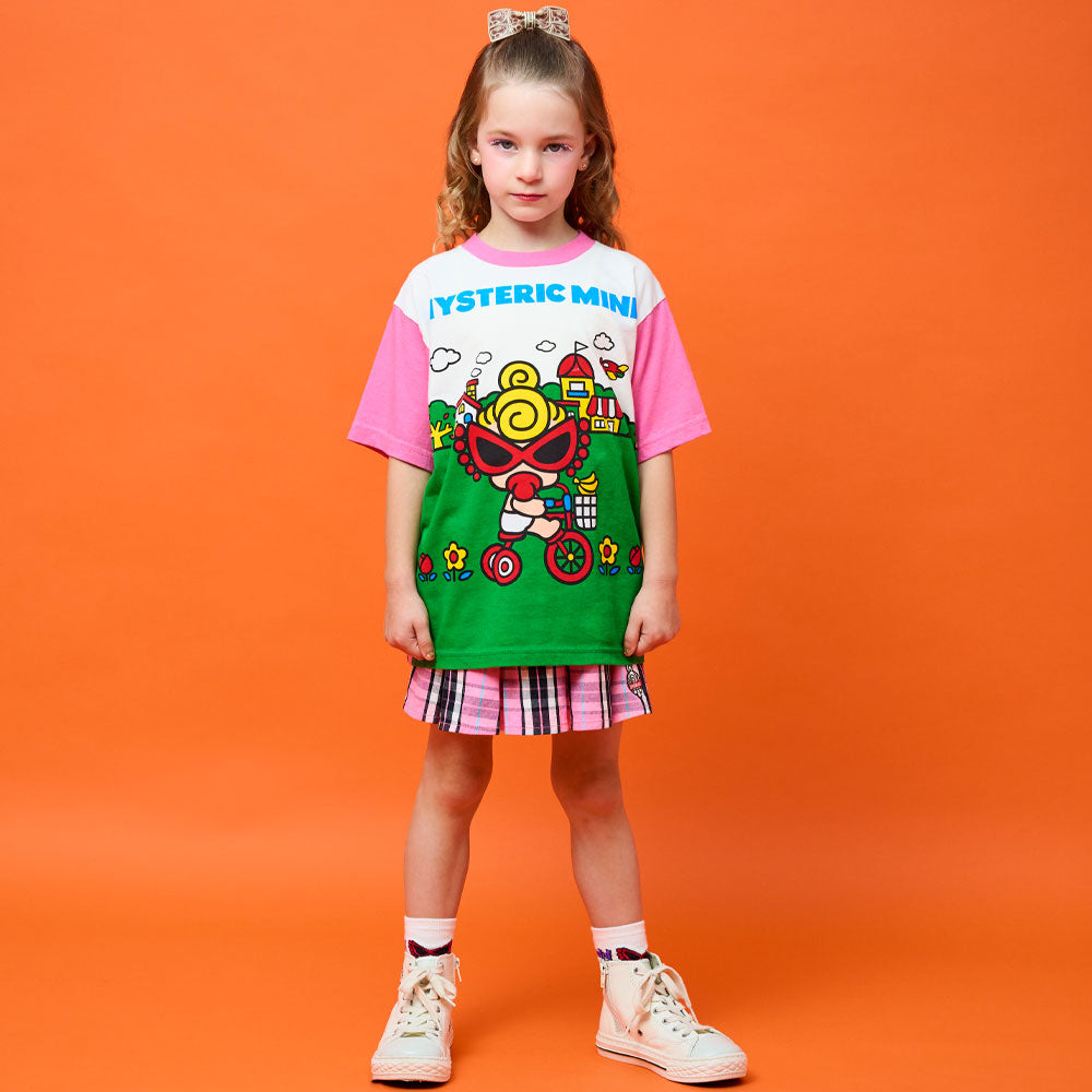 BOX LOGO刺繍 タータンチェック プリーツスカート