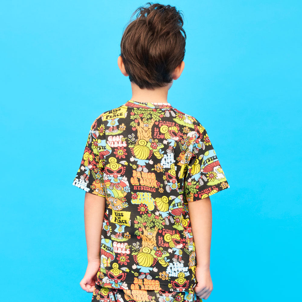 FLOWER CHILDREN総柄 半袖Tシャツ