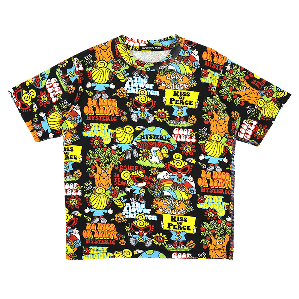 FLOWER CHILDREN総柄 半袖Tシャツ