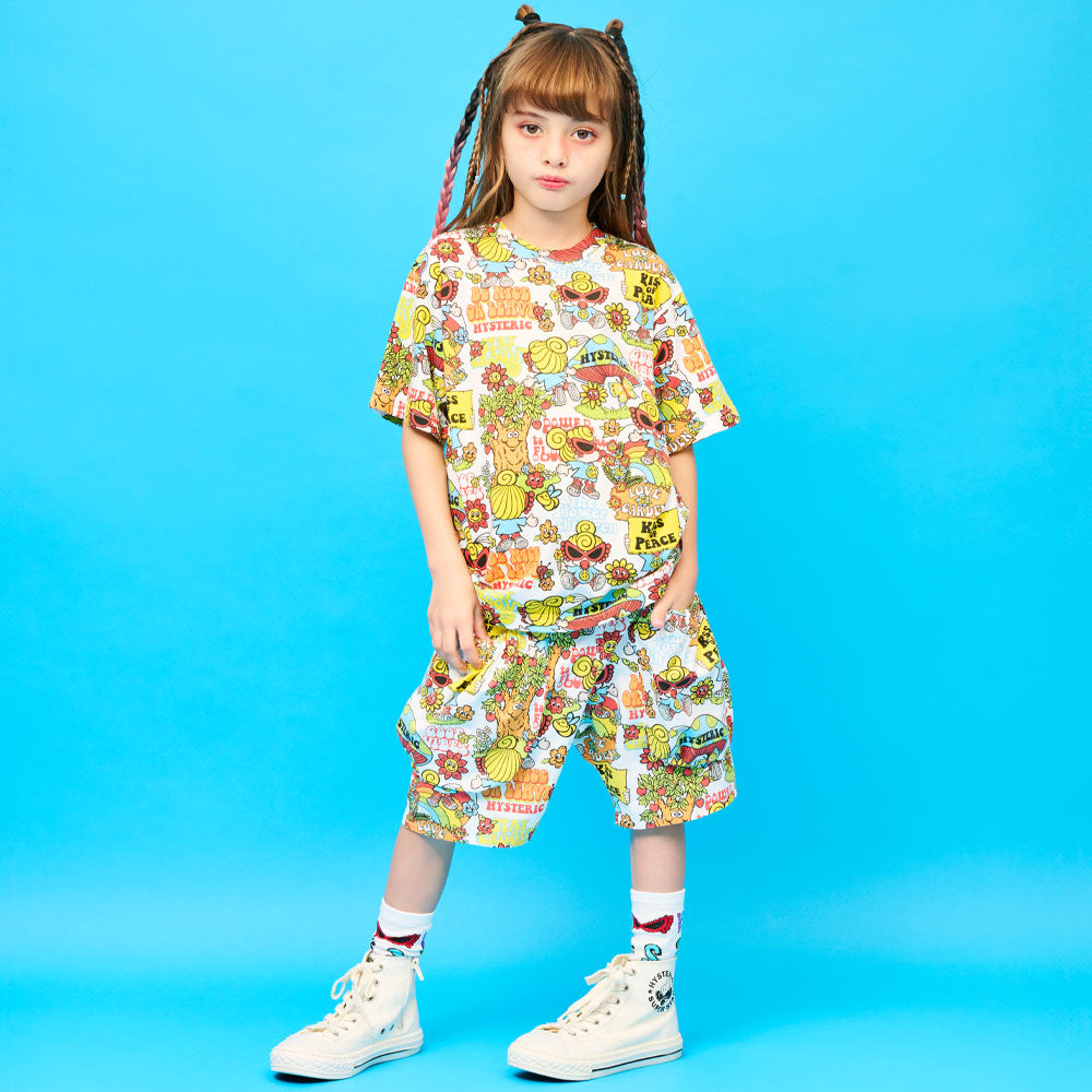 FLOWER CHILDREN総柄 半袖Tシャツ