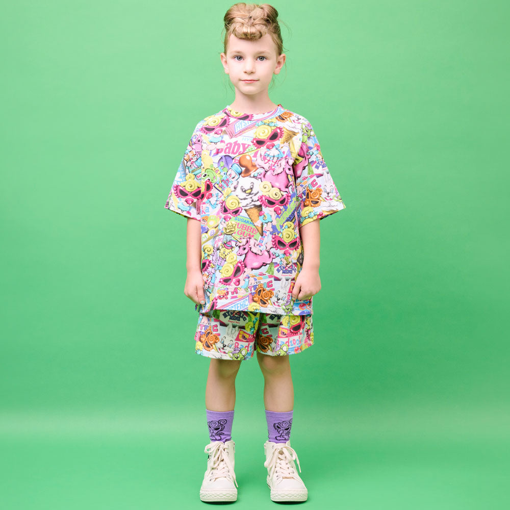 HYSTERIC MINI IN WONDERLAND総柄 Viscotex 半袖Tシャツ