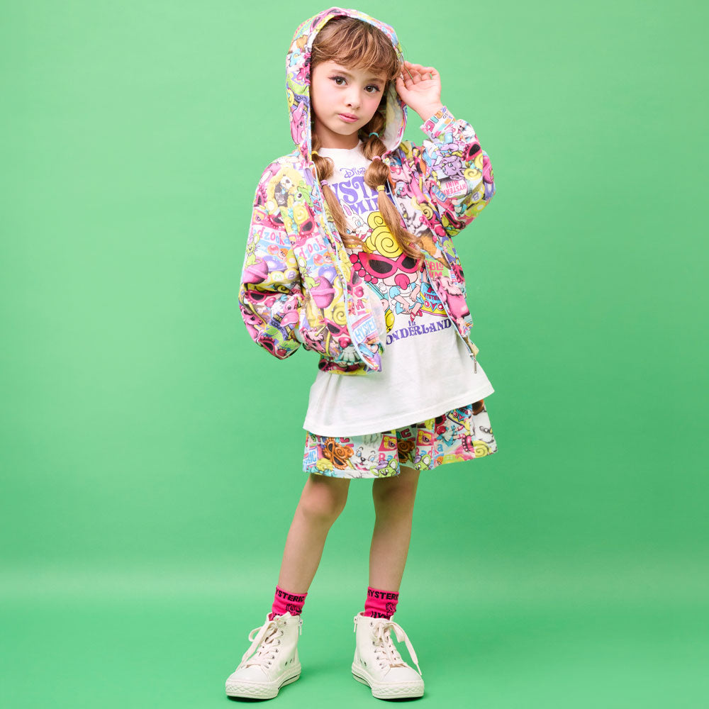 HYSTERIC MINI IN WONDERLAND総柄 Viscotex 裏毛パーカー