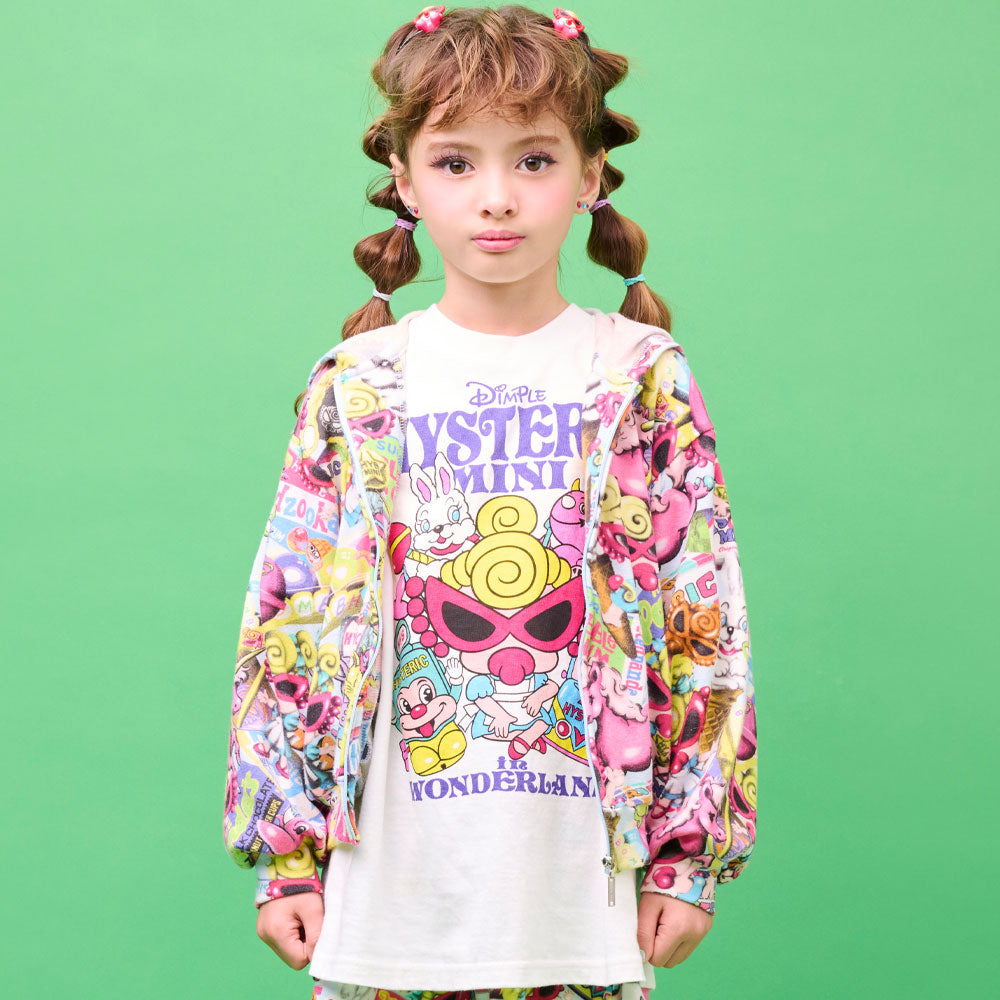 HYSTERIC MINI IN WONDERLAND総柄 Viscotex 裏毛パーカー