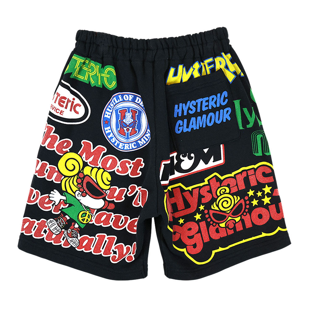 HYSTERIC LOGO MANIAC 裏毛ハーフパンツ