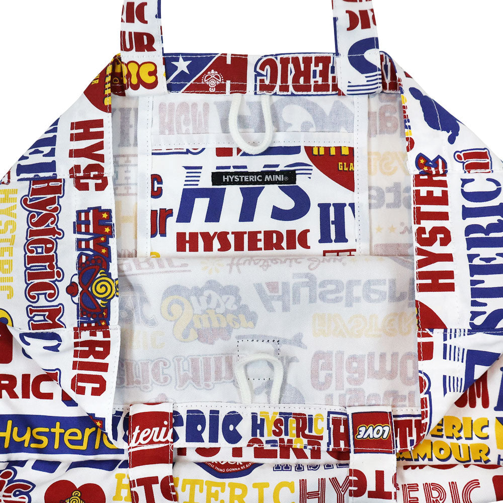 LOGO COLLAGE総柄 横長トートバッグ