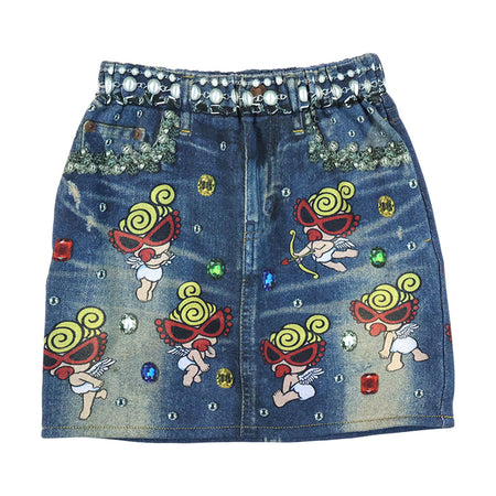 SHINE LIKE A JEWERLY WITH ANGEL MINI Like a denim Viscotex スカート
