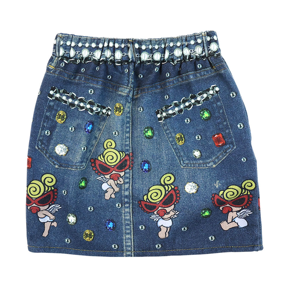 【3月予約商品】SHINE LIKE A JEWERLY WITH ANGEL MINI Like a denim Viscotex スカート