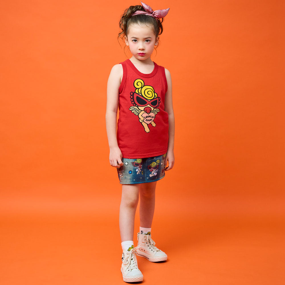 【3月予約商品】SHINE LIKE A JEWERLY WITH ANGEL MINI Like a denim Viscotex スカート