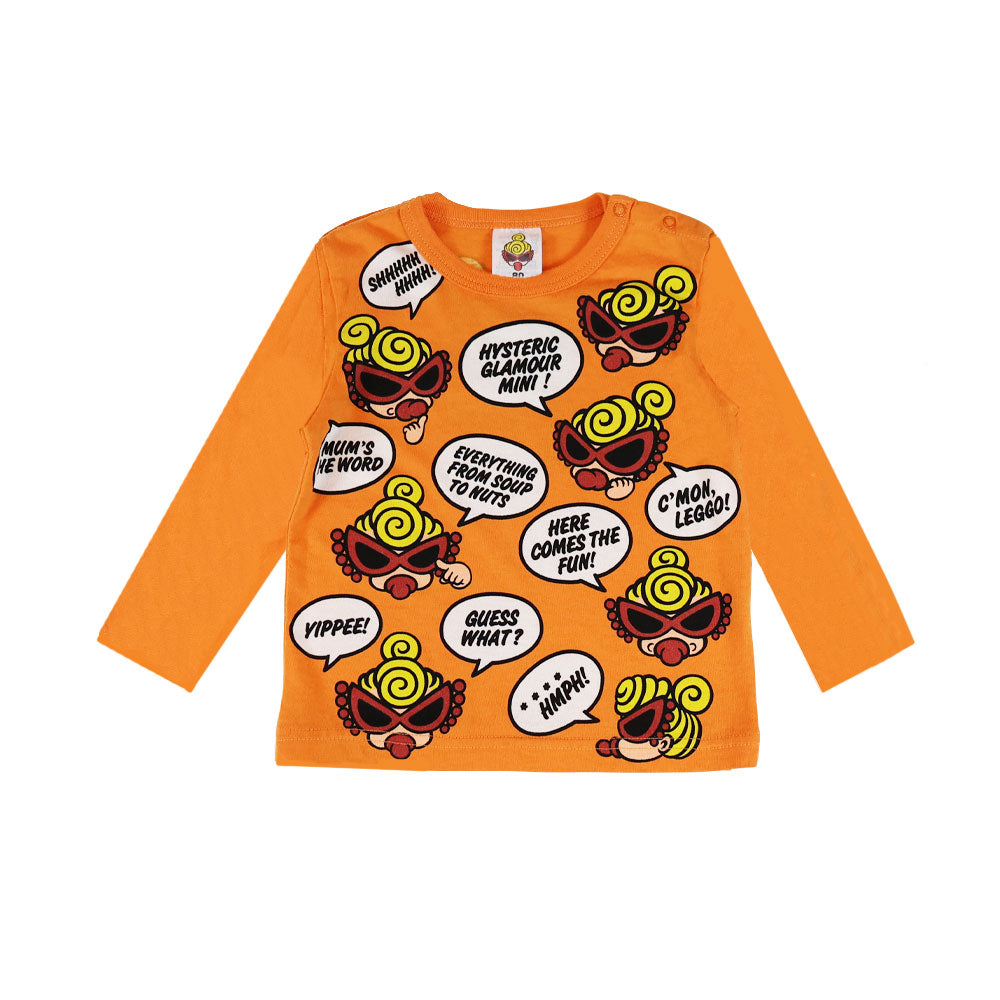 HYSTERIC MINI リトルオー長袖Tシャツとレギンスセット 7月予約商品]MINI FACE WITH SPEECH BALLOON 長袖Tシャツ