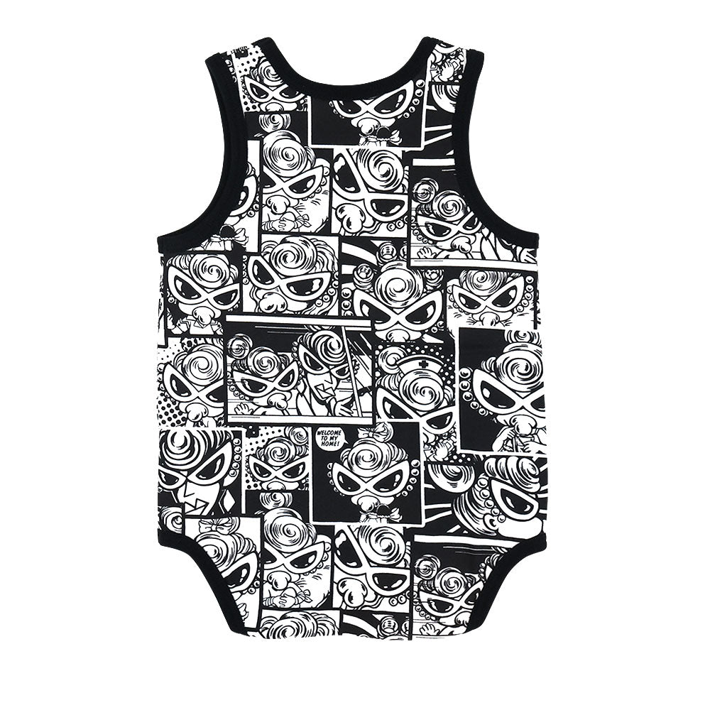 Catch the moment monotone総柄 ノースリーブロンパース