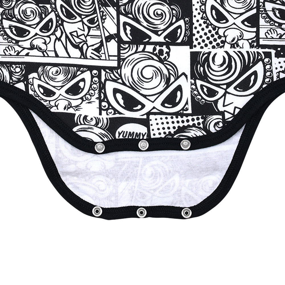 Catch the moment monotone総柄 半袖ロンパース