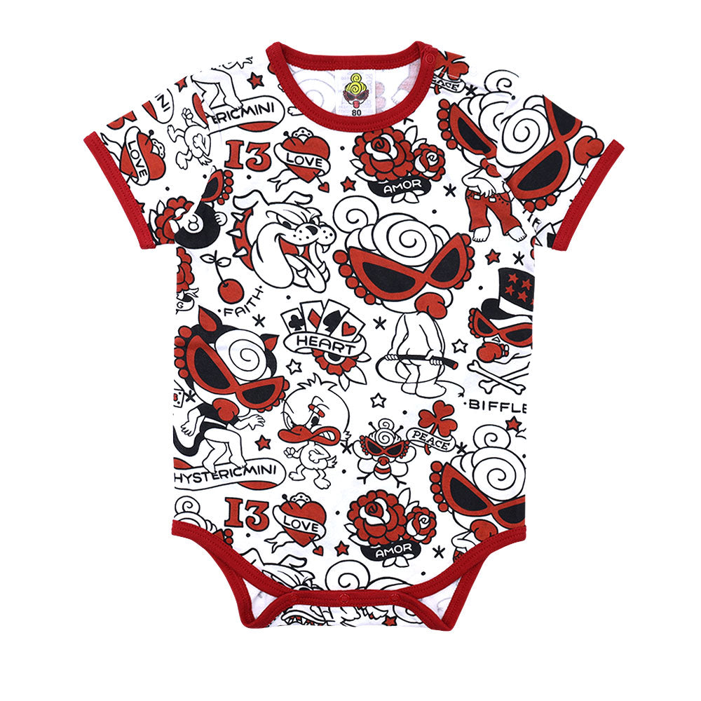 TATTOO PARLOUR総柄 半袖ロンパース