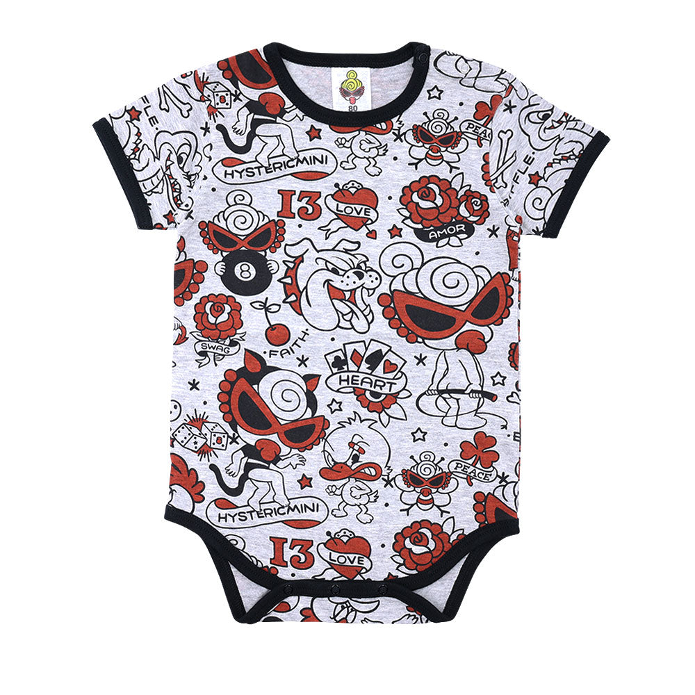 TATTOO PARLOUR総柄 半袖ロンパース