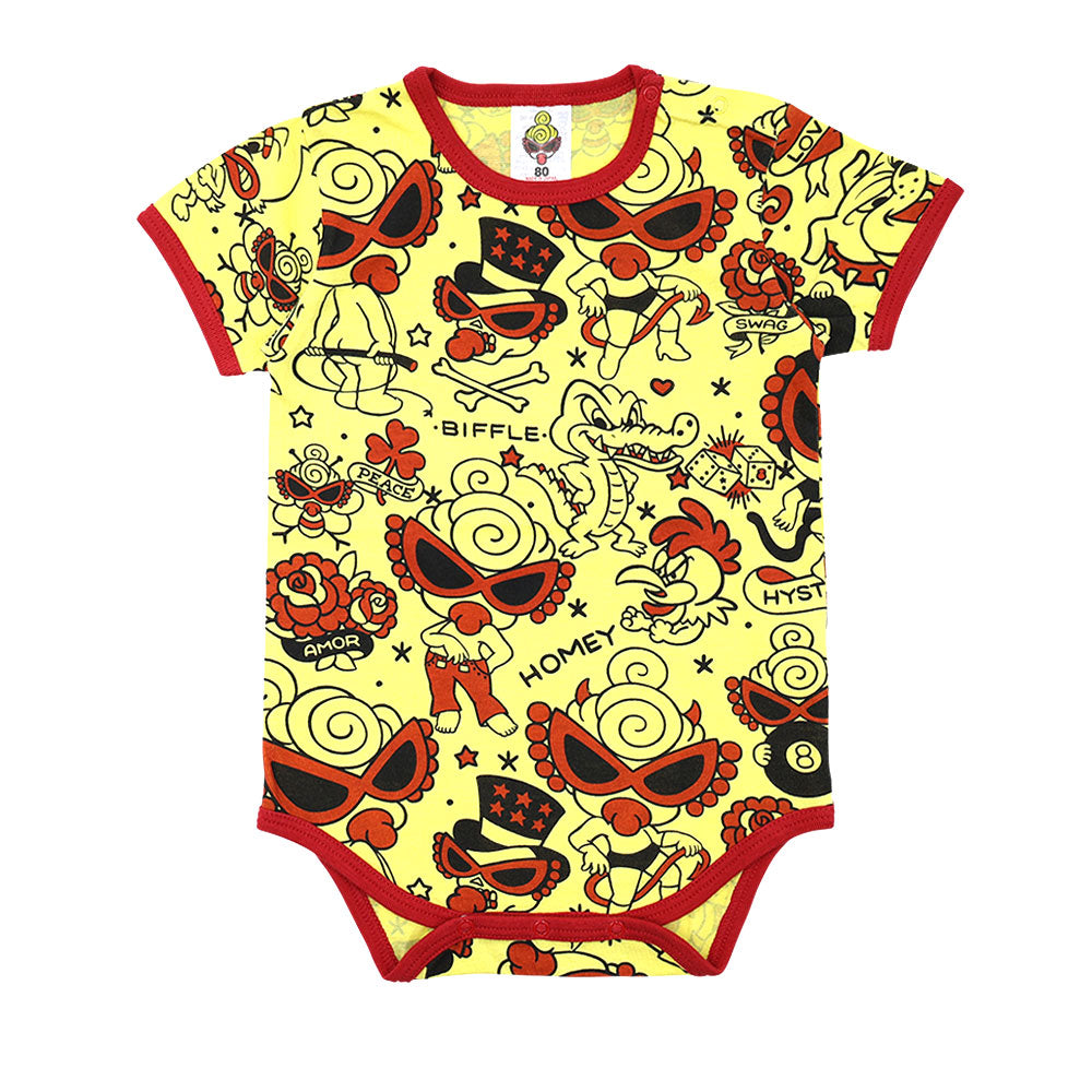 TATTOO PARLOUR総柄 半袖ロンパース