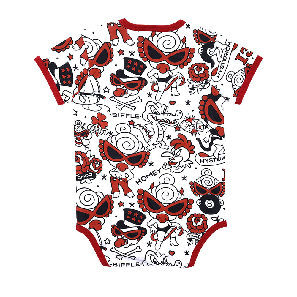 TATTOO PARLOUR総柄 半袖ロンパース