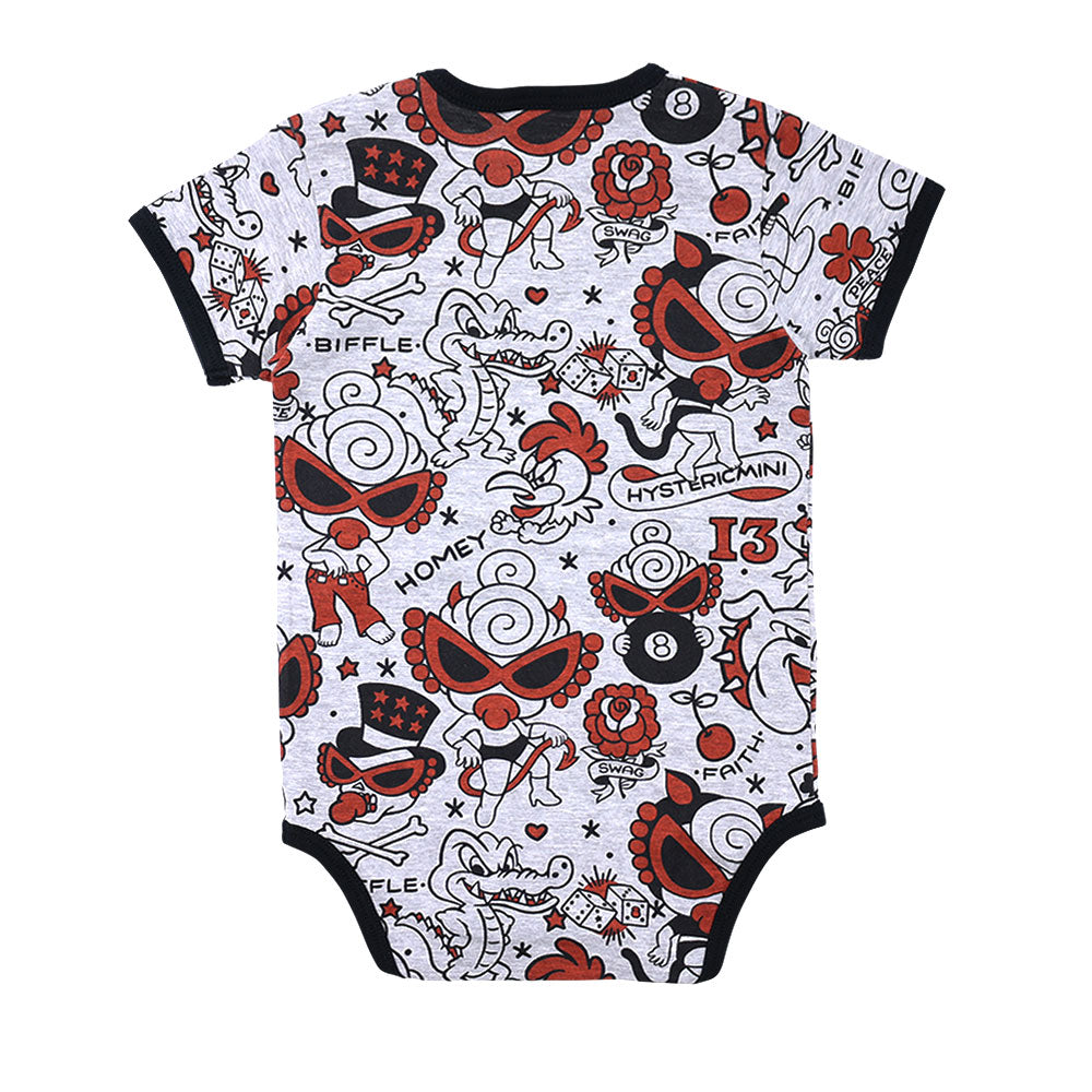 TATTOO PARLOUR総柄 半袖ロンパース