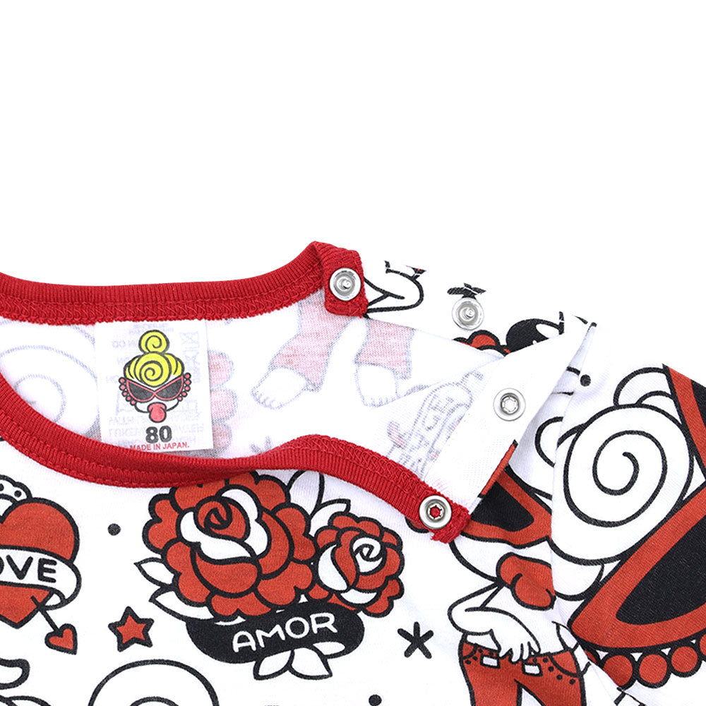 TATTOO PARLOUR総柄 半袖ロンパース