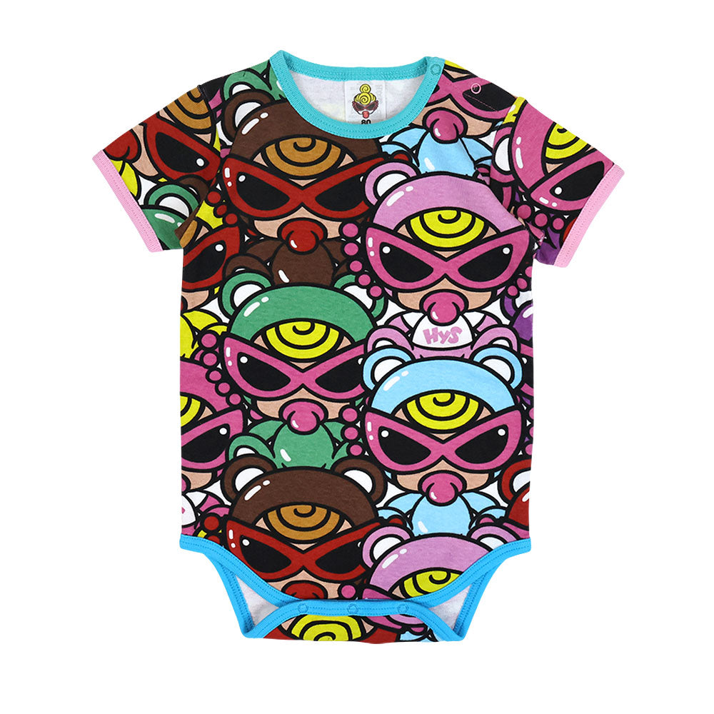 TEDDY MINI MULTI COLOR総柄 半袖ロンパース