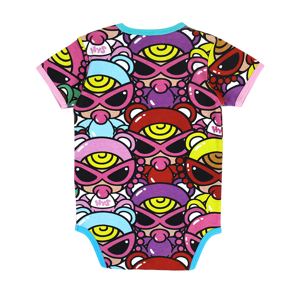 TEDDY MINI MULTI COLOR総柄 半袖ロンパース