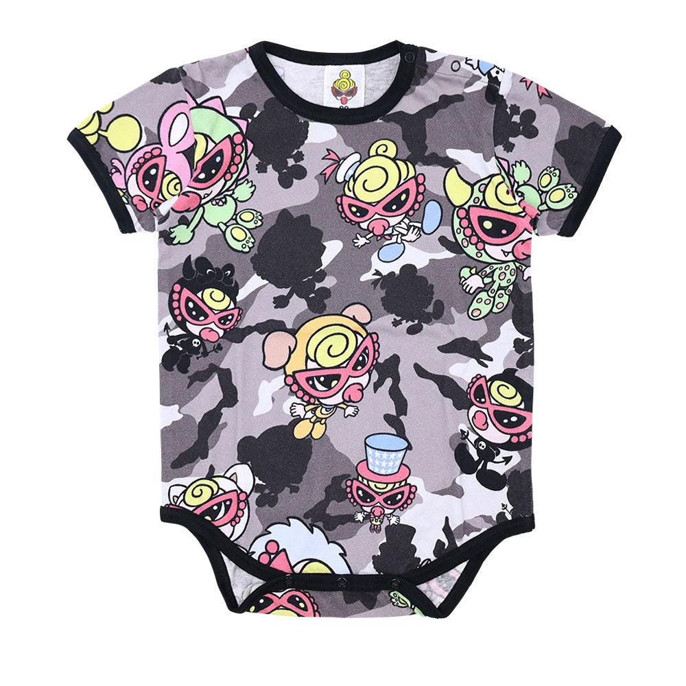 Monster Camo総柄 半袖ロンパース