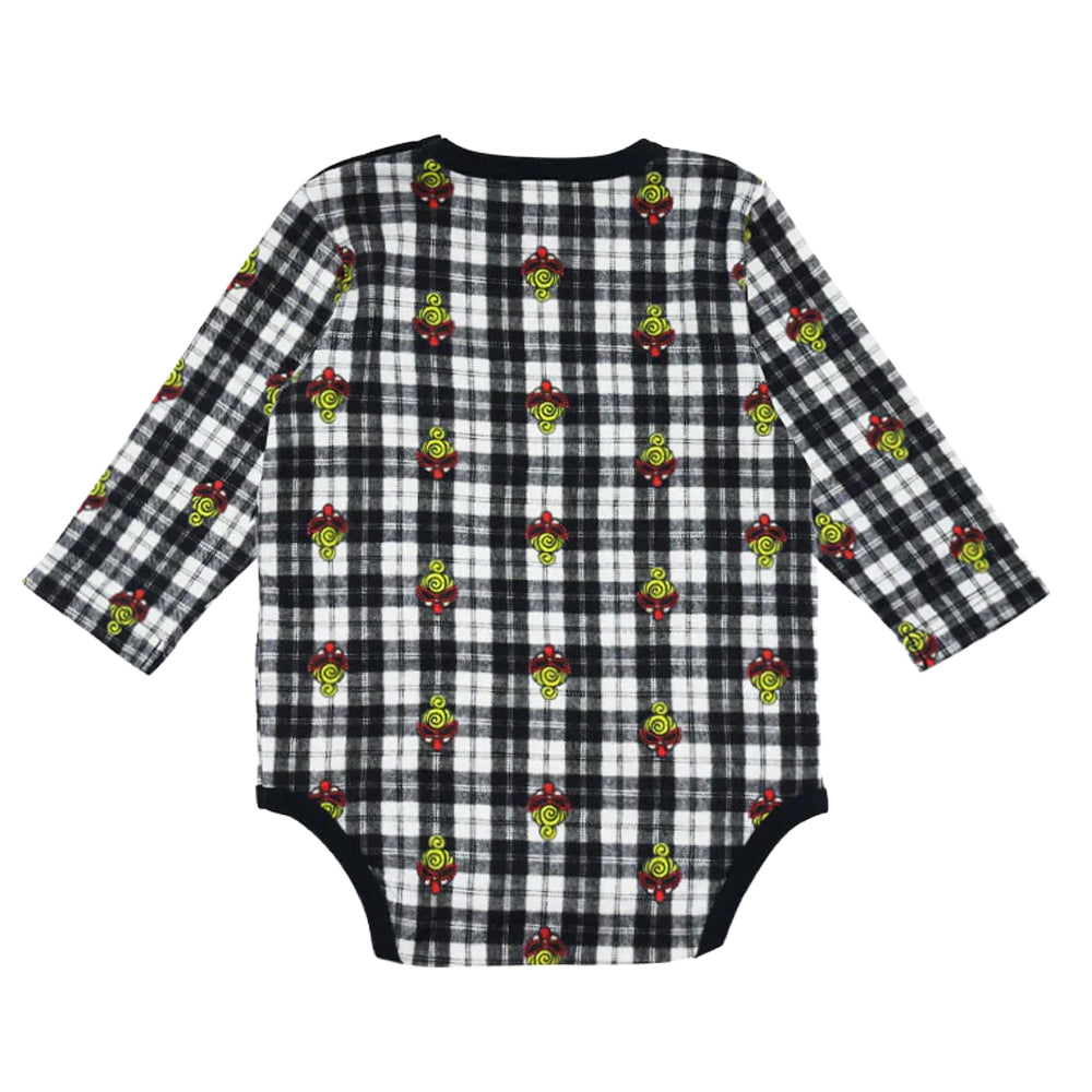 CHECK×MINIEMB 総柄 長袖ロンパース