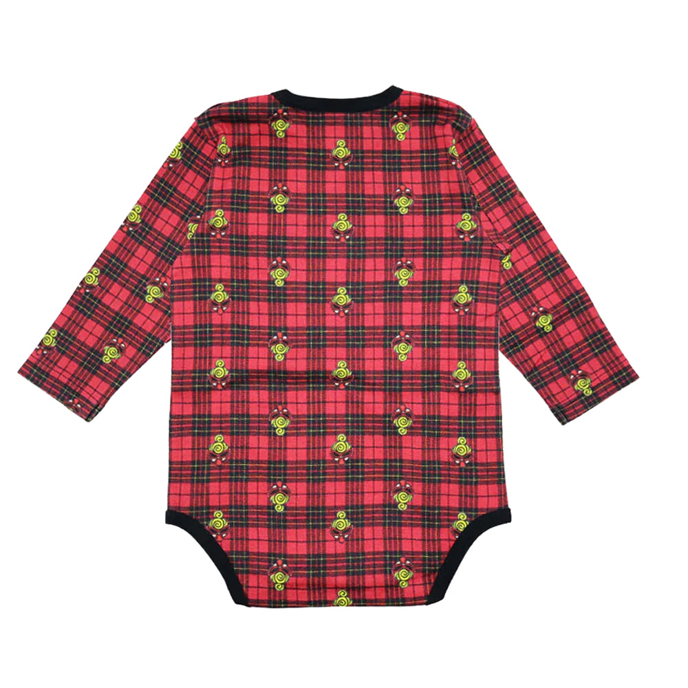 CHECK×MINIEMB 総柄 長袖ロンパース
